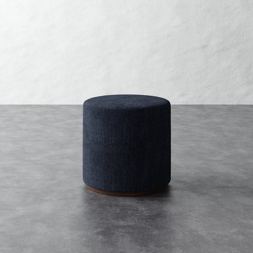 Sophie Round 20in Ottoman - Chunky Basket Indigo