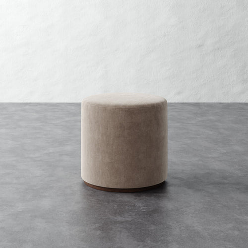 Sophie Round 20in Ottoman - Performance Brushed Woven Velvet Dune