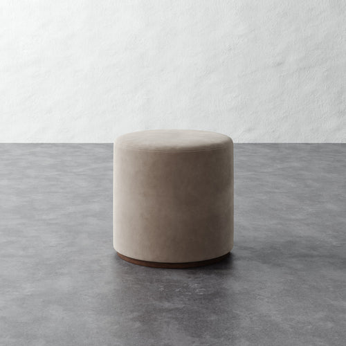 Sophie Round 20in Ottoman - Performance Velvet Oatmeal