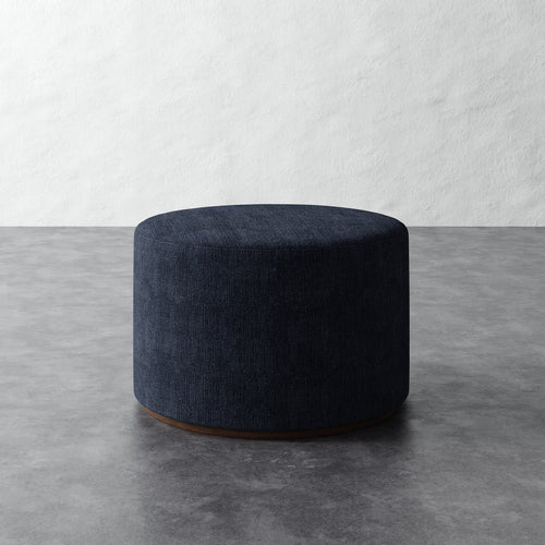 Sophie Round 25in Ottoman - Chunky Basket Indigo