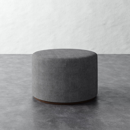 Sophie Round 25in Ottoman - Chunky Basket Pewter