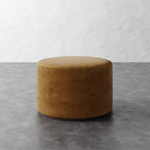 Sophie Round 25in Ottoman - Mohair Brown Sugar