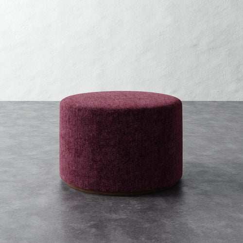 Sophie Round 25in Ottoman - Performance Matelasse Mulberry
