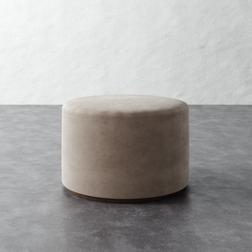 Sophie Round 25in Ottoman - Performance Velvet Oatmeal