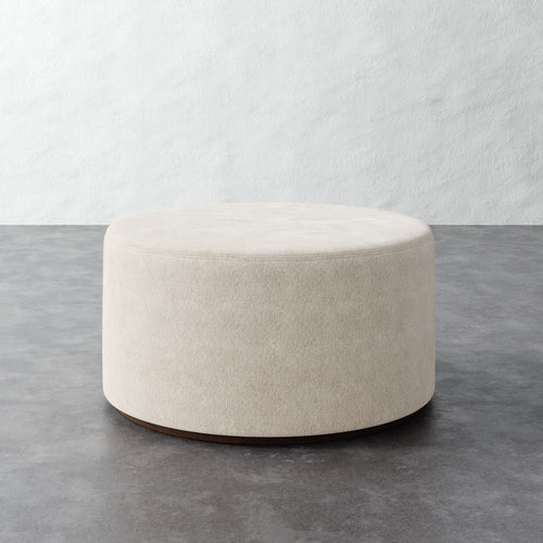 Sophie Round 36in Ottoman - Performance Boucle Cream