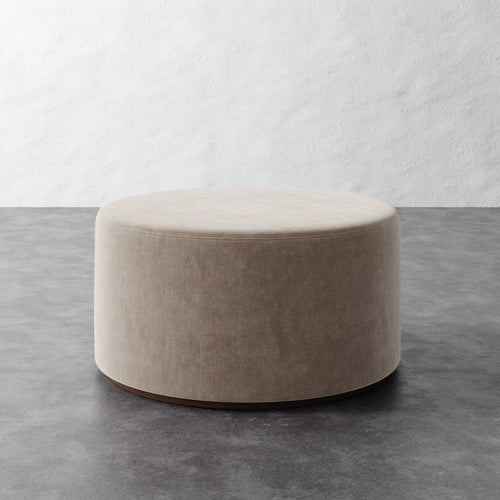 Sophie Round 36in Ottoman - Performance Brushed Woven Velvet Dune