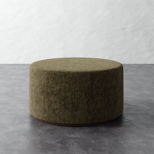 Sophie Round 36in Ottoman - Performance Matelasse Balsam