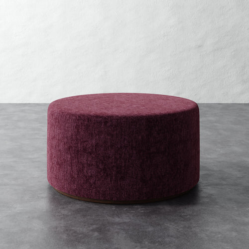 Sophie Round 36in Ottoman - Performance Matelasse Mulberry