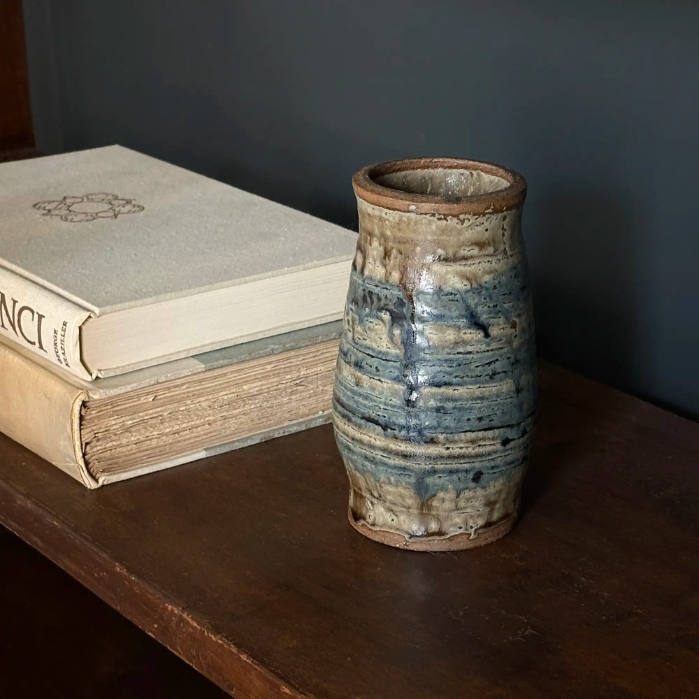 Vintage signed studio pottery striped vase