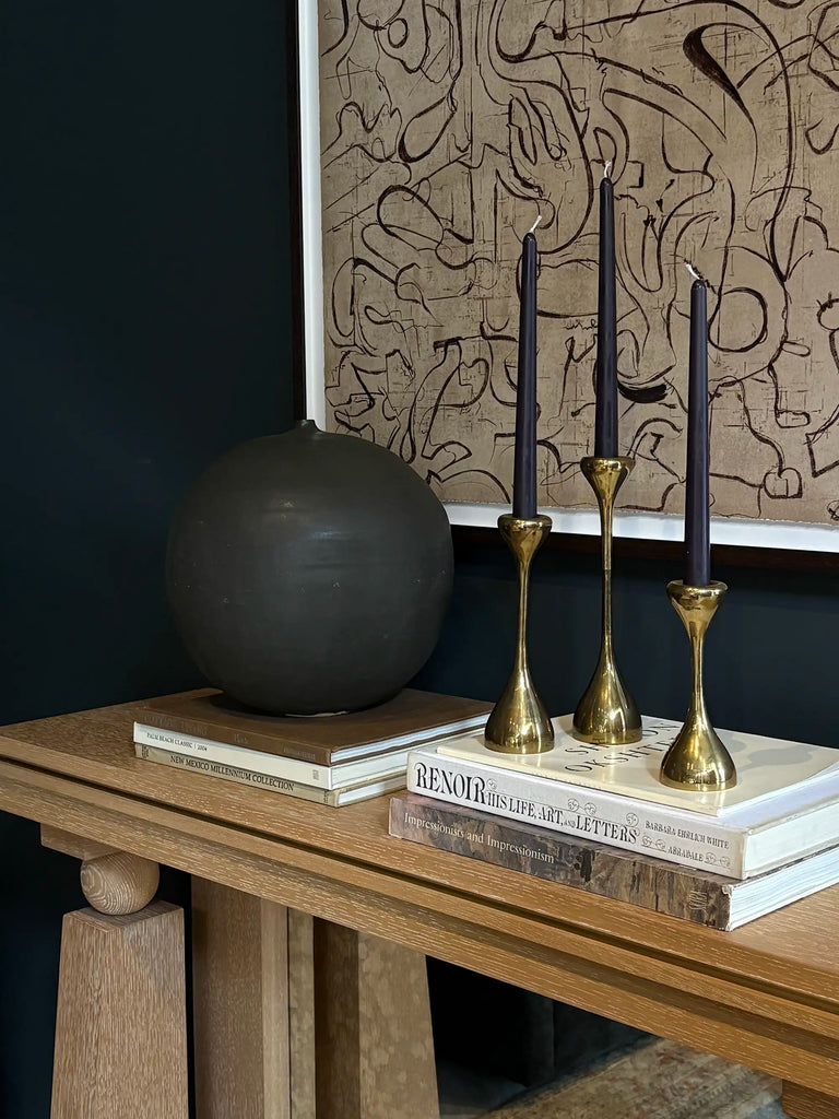 Set of 3 Vintage Swedish Brass Candlesticks, Mid-Century Modern