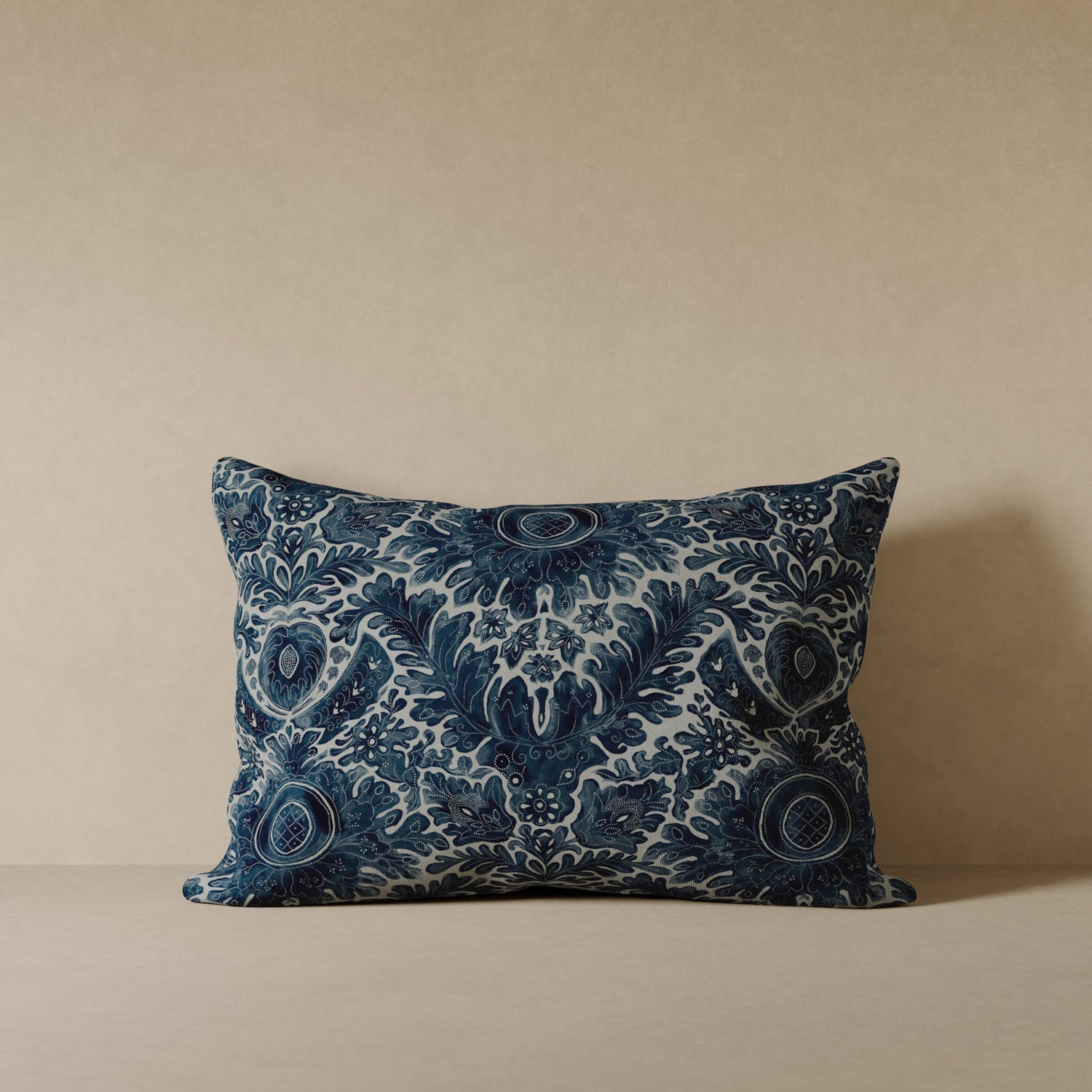 Toile De Rouen Velvet Pillow - Indigo