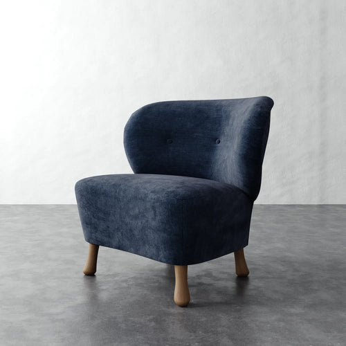 Tourenne Chair (Sculptural Leg) - Indigo Strie Velvet