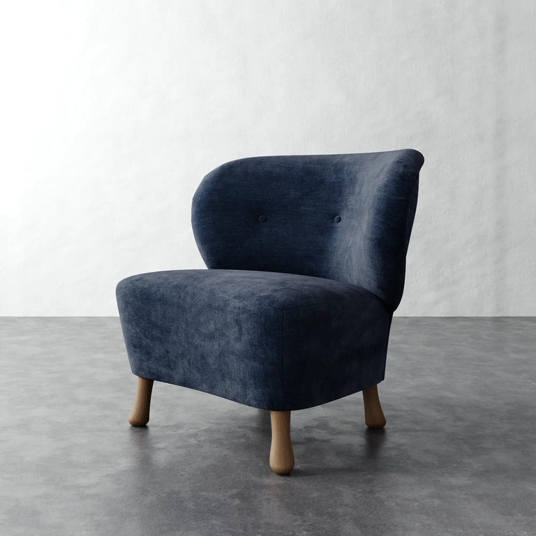 Tourenne Chair (Sculptural Leg) - Indigo Strie Velvet