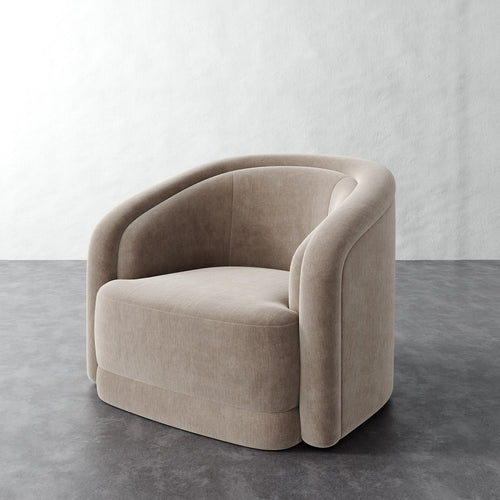 Valence Swivel Chair - Performance Brushed Woven Velvet Dune