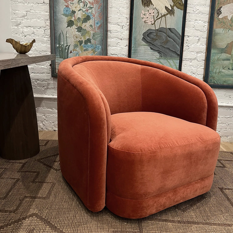 Valence Swivel Chair In Performance Velvet Sienna at 14 Crosby St