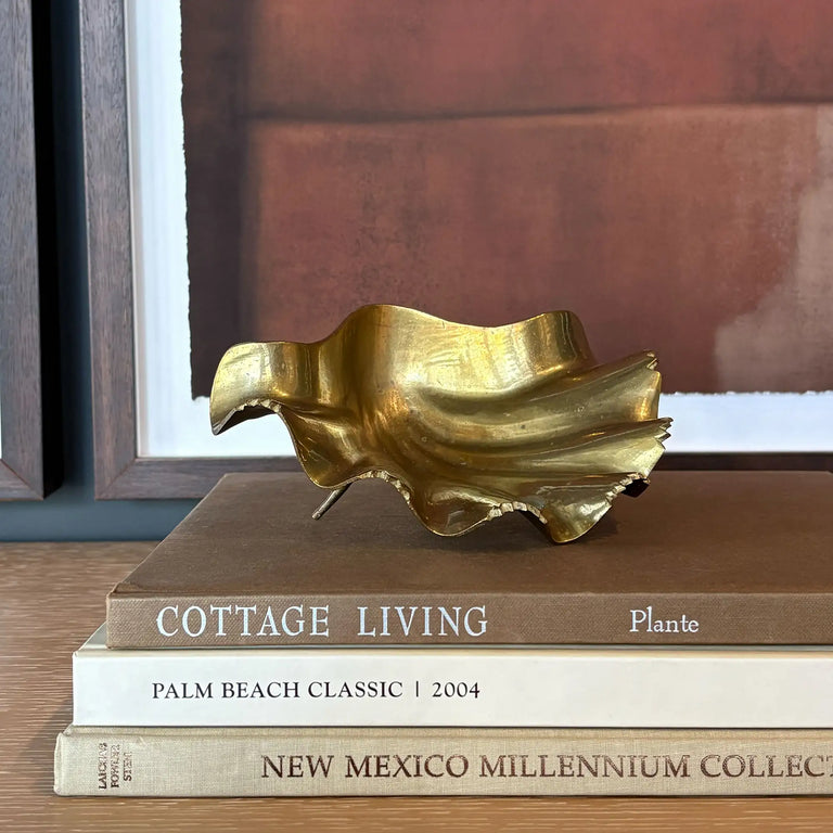 Vintage Hollywood Regency style brass shell dish