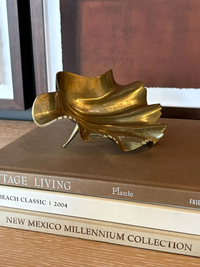 Vintage Hollywood Regency style brass shell dish