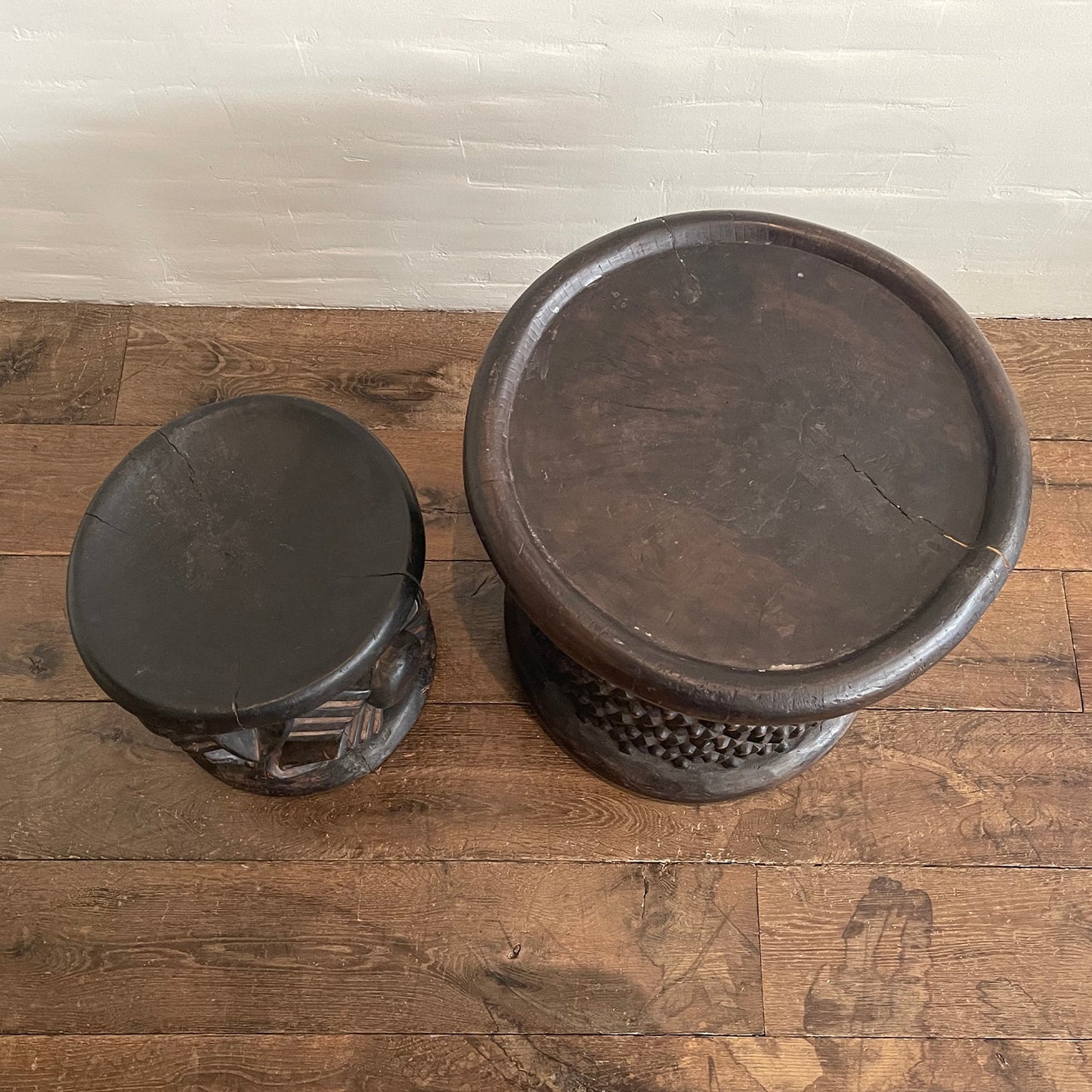 Large Carved Wood Side Table from Cameroon