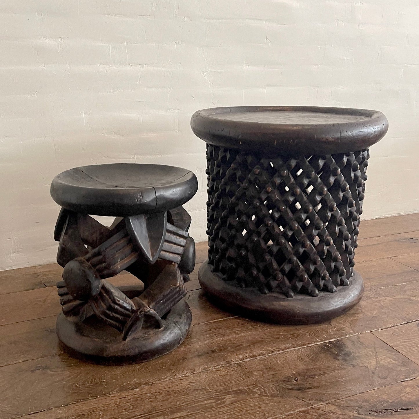 Large Carved Wood Side Table from Cameroon