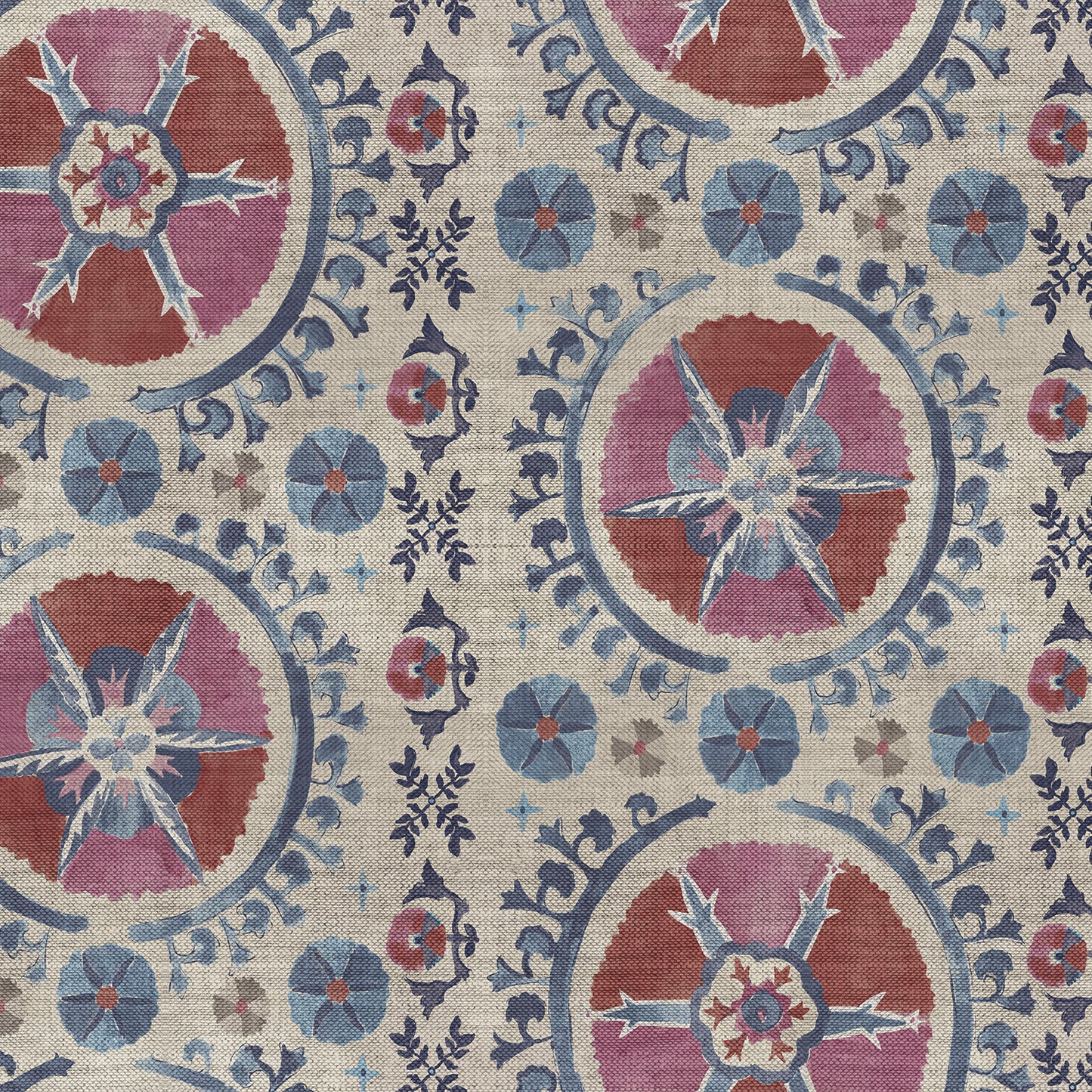 Fleurus Wallpaper (Red/Blue)