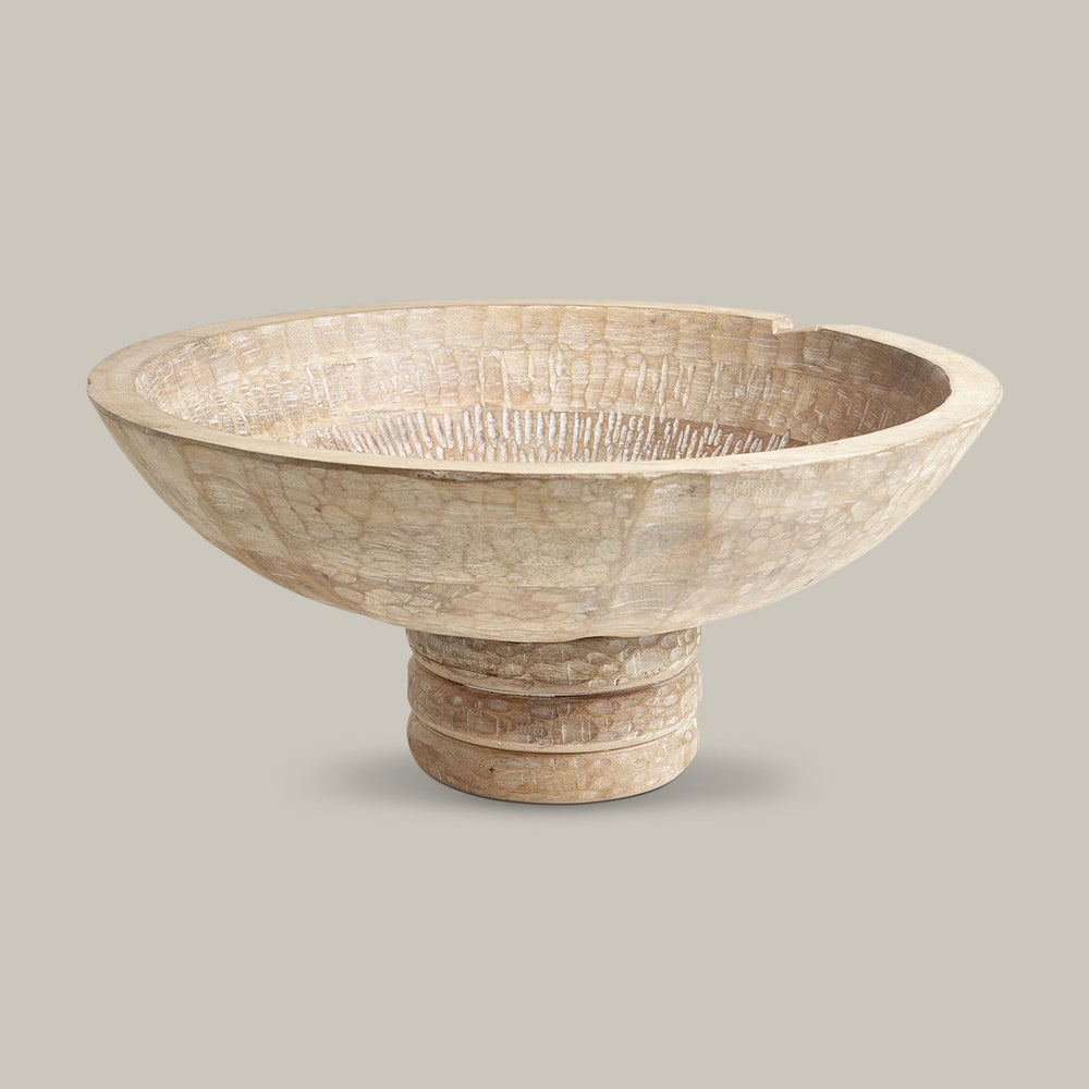 Lemieux et Cie Giraud Bowl, hand-carved footed bowl with textured surface and warm aged patina, shown on neutral studio backdrop.