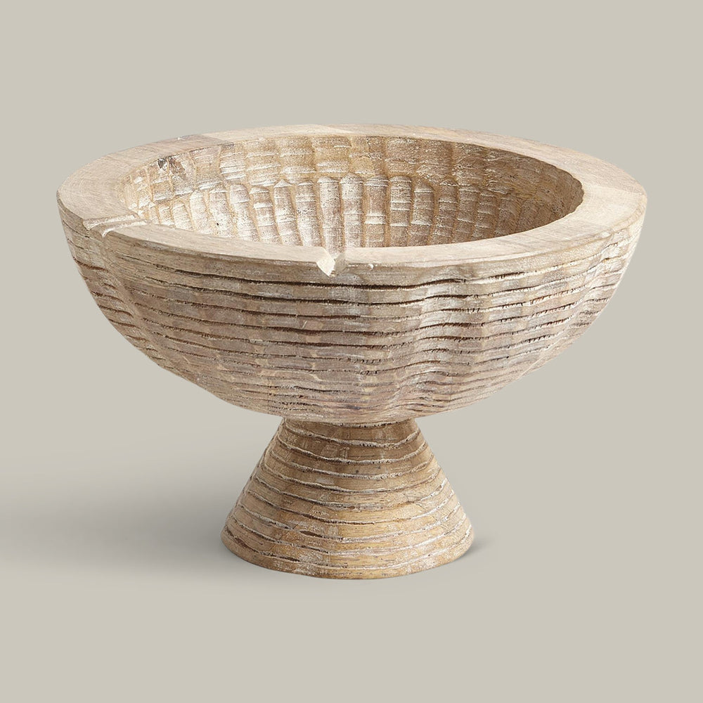 Lemieux et Cie Bovet Bowl, footed pedestal bowl with hand-carved ridged texture, shown on neutral backdrop.
