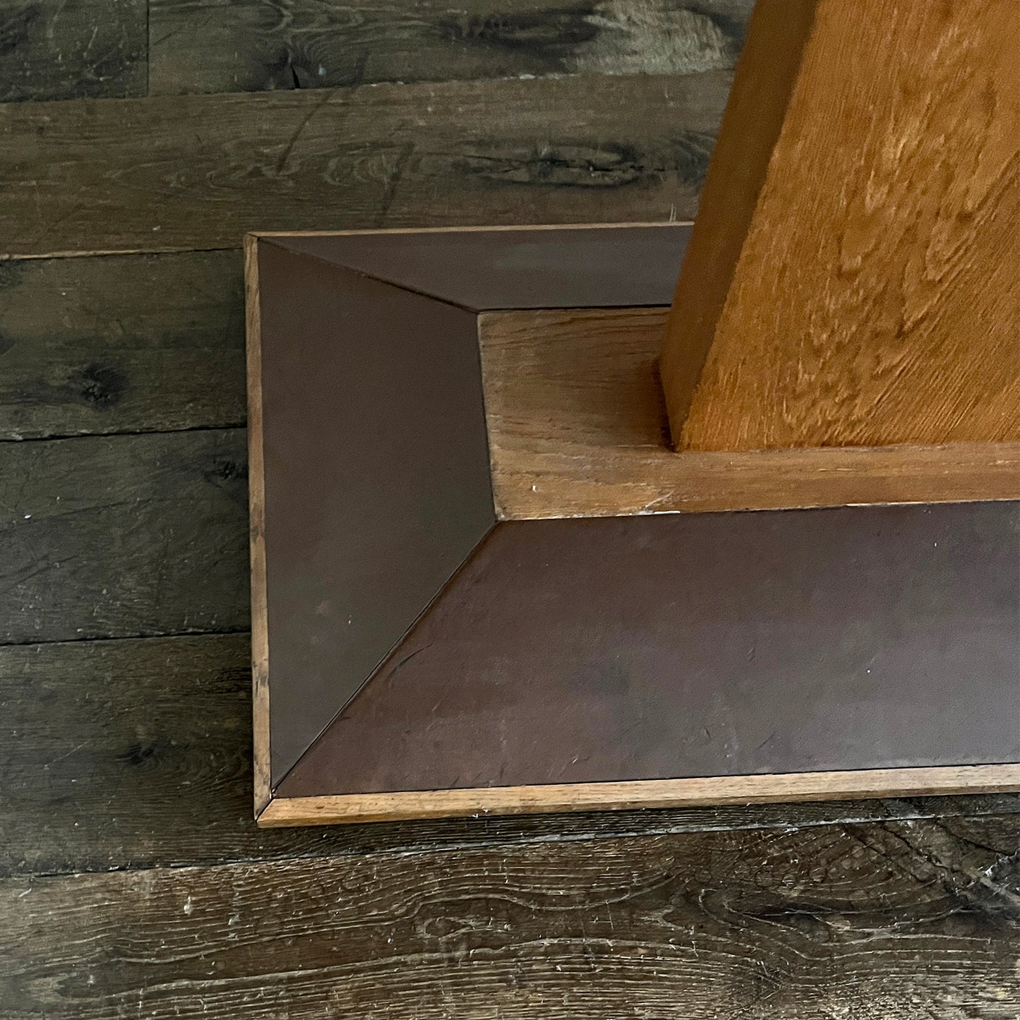 Oak and Leather French Console circa 1940's