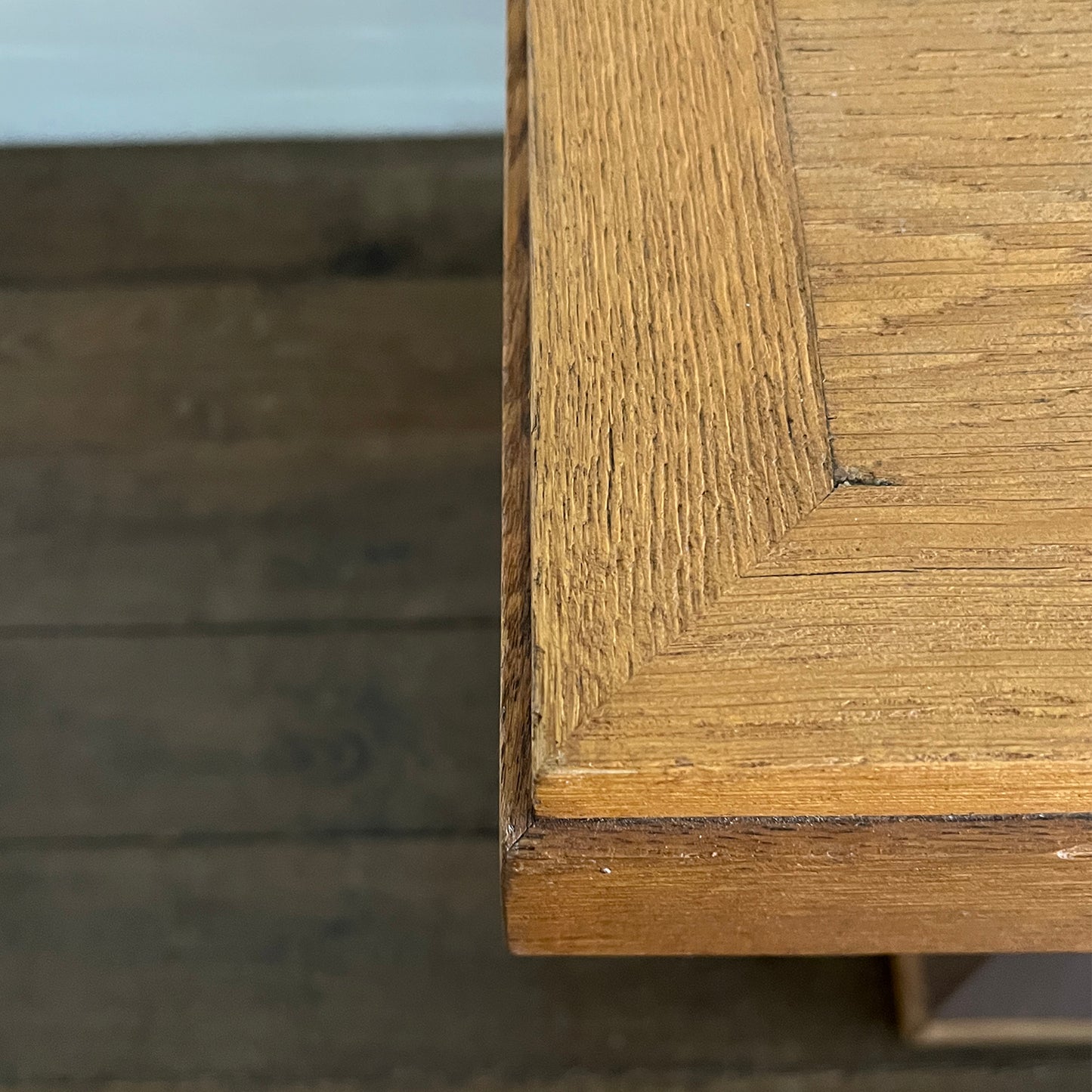 Oak and Leather French Console circa 1940's