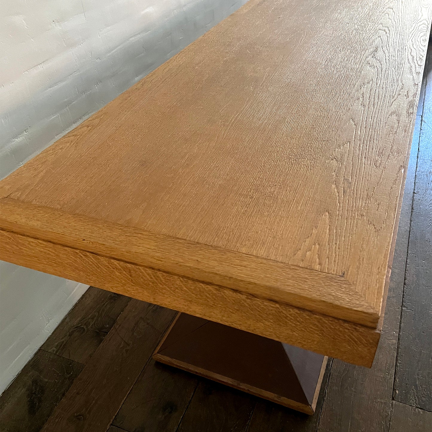 Oak and Leather French Console circa 1940's