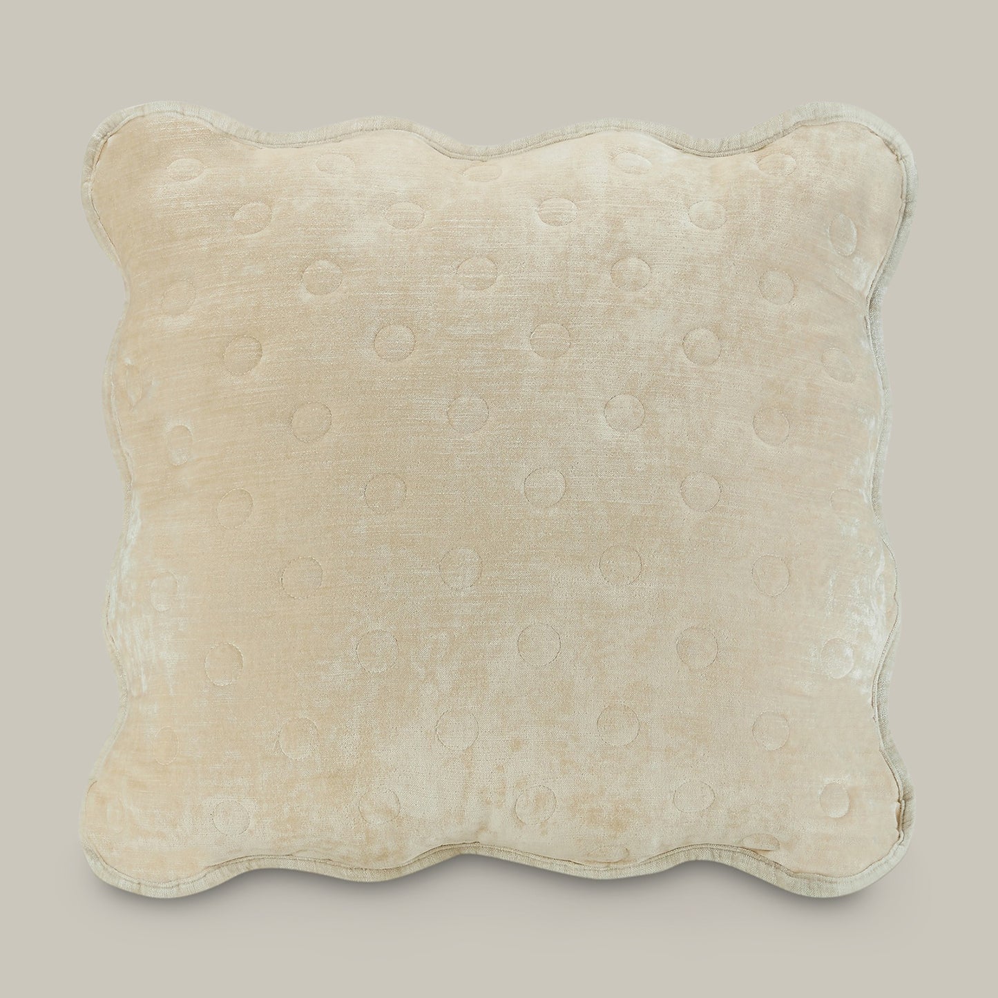 Scalloped Velvet and Linen Decorative Pillow